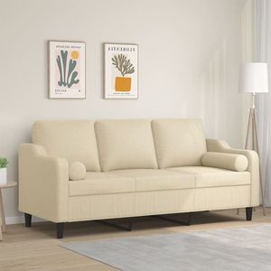 vidaXL Canapea cu 3 locuri cu pernuțe, crem, 180 cm, textil imagine