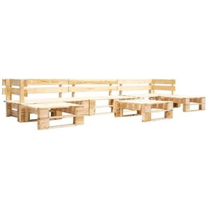 vidaXL Set mobilier de grădină paleți, natural, 6 piese, lemn imagine