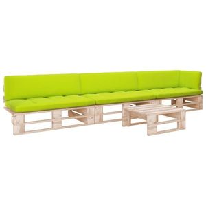 vidaXL Set mobilier de grădină cu perne, 4 piese, lemn verde tratat imagine