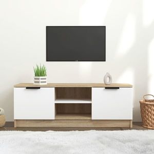 vidaXL Comodă TV, alb și stejar sonoma, 102x35x36, 5 cm, lemn prelucrat imagine