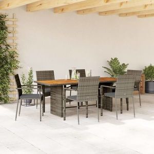 vidaXL Set mobilier de grădină cu perne, 7 piese, gri, poliratan imagine