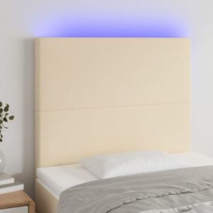 vidaXL Tăblie de pat cu LED, crem, 100x5x118/128 cm, textil imagine