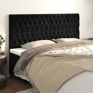 vidaXL Tăblii de pat, 4 buc, negru, 90x7x78/88 cm, catifea imagine