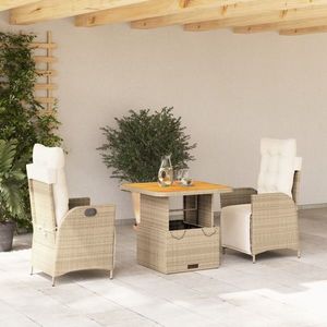 vidaXL Set mobilier de grădină cu perne, 3 piese, bej, poliratan imagine