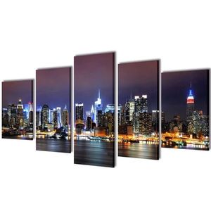 Set de tablouri pânză, colorat, imprimeu New York Skyline, 100x50 cm imagine