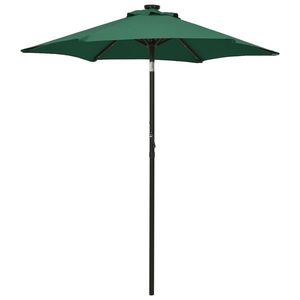 vidaXL Umbrelă de soare cu lumini LED, verde, 200x211 cm, aluminiu imagine
