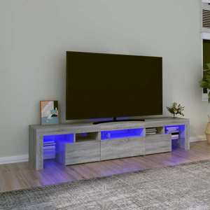 vidaXL Comodă TV cu lumini LED, gri sonoma, 200x36, 5x40cm imagine