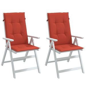 vidaXL Perne scaun spătar înalt, 2 buc. melanj roșu 120x50x4 cm textil imagine