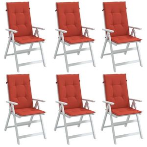 vidaXL Perne scaun spătar înalt, 6 buc. melanj roșu 120x50x4 cm textil imagine