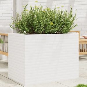 vidaXL Jardinieră de grădină, alb, 90x60x68, 5 cm, lemn masiv de pin imagine