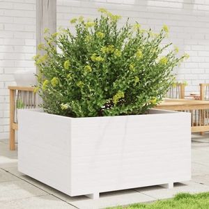 vidaXL Jardinieră de grădină, alb, 90x90x49, 5 cm, lemn masiv de pin imagine