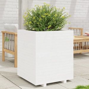 vidaXL Jardinieră de grădină, alb, 60x60x72, 5 cm, lemn masiv de pin imagine