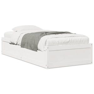vidaXL Cadru de pat, alb, 90x190 cm, lemn masiv de pin imagine