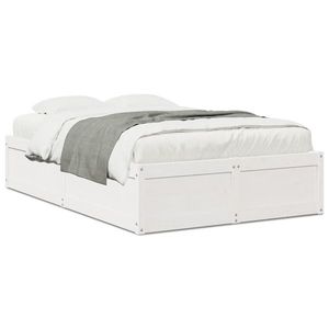 vidaXL Cadru de pat, alb, 120x190 cm, lemn masiv pin imagine