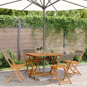 vidaXL Set mobilier de grădină 5 piese polipropilenă gri/lemn masiv imagine