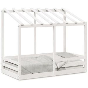 vidaXL Acoperiș pat de copii, alb, 70x140 cm, lemn masiv de pin imagine