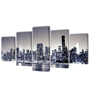 Set de tablouri pânză, monocrom, imprimeu New York Skyline, 200x100 cm imagine