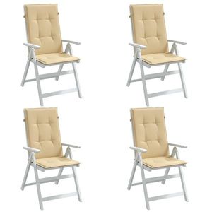 vidaXL Perne scaun cu spătar înalt 4 buc. melanj bej 120x50x4cm textil imagine
