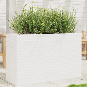 vidaXL Jardinieră de grădină, alb, 110x40x68, 5 cm, lemn masiv de pin imagine