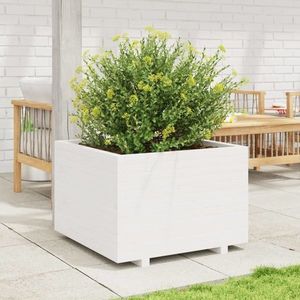 vidaXL Jardinieră de grădină, alb, 70x70x49, 5 cm, lemn masiv de pin imagine