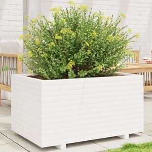 vidaXL Jardinieră de grădină, alb, 90x60x49, 5 cm, lemn masiv de pin imagine