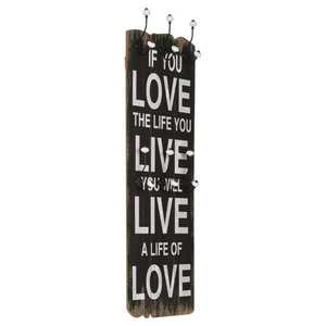 vidaXL Cuier de perete cu 6 cârlige, 120 x 40 cm, LOVE LIFE imagine