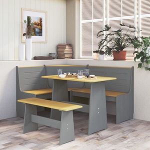 vidaXL Set mobilier bucătărie, 3 piese, maro miere&gri, lemn masiv pin imagine