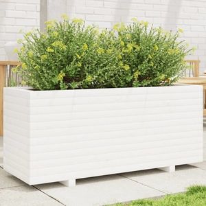 vidaXL Jardinieră de grădină, alb, 110x40x49, 5 cm, lemn masiv de pin imagine