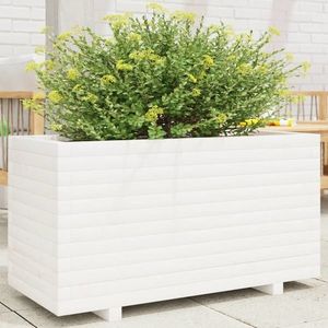 vidaXL Jardinieră de grădină, alb, 90x40x49, 5 cm, lemn masiv de pin imagine