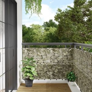 vidaXL Paravan de grădină cu aspect de piatră, gri, 700x90 cm PVC imagine
