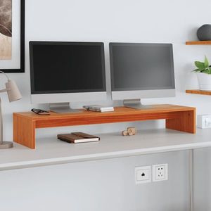 vidaXL Suport pentru monitor, maro ceruit, 100x27x15cm, lemn masiv pin imagine