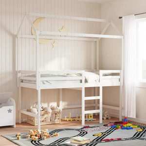 vidaXL Acoperiș pat de copii alb, 207x80, 5x151, 5 cm, lemn masiv de pin imagine