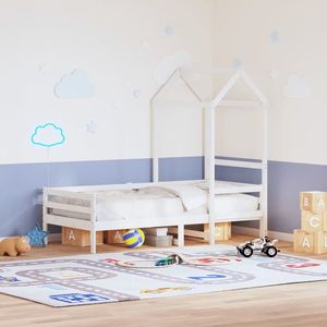 vidaXL Acoperiș pat de copii, alb, 108x70x176, 5 cm, lemn masiv de pin imagine