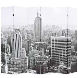vidaXL Paravan cameră pliabil, 228 x 170 cm, New York pe zi, alb/negru imagine