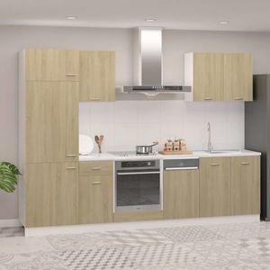 vidaXL Set dulapuri bucătărie, 7 piese, stejar sonoma, lemn prelucrat imagine