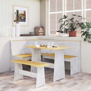 vidaXL Set mobilier bucătărie, 3 piese, maro miere&alb, lemn masiv pin imagine