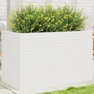 vidaXL Jardinieră de grădină, alb, 110x60x68, 5 cm, lemn masiv de pin imagine
