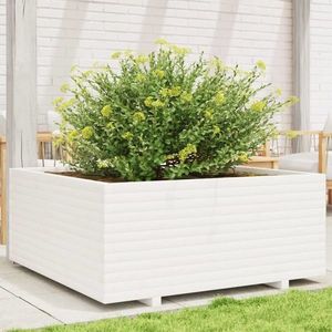 vidaXL Jardinieră de grădină, alb, 110x110x49, 5 cm, lemn masiv de pin imagine