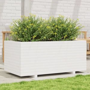 vidaXL Jardinieră de grădină, alb, 110x60x49, 5 cm, lemn masiv de pin imagine