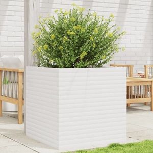 vidaXL Jardinieră de grădină, alb, 70x70x68, 5 cm, lemn masiv de pin imagine