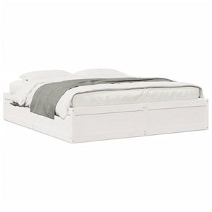 vidaXL Cadru pat, alb, 180x200 cm, lemn masiv de pin imagine