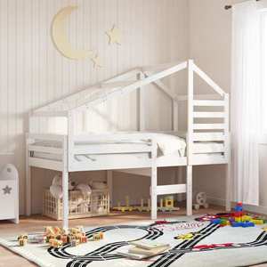 vidaXL Acoperiș pat de copii, alb, 198x87x113 cm, lemn masiv de pin imagine