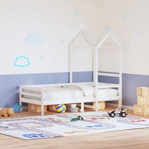 vidaXL Acoperiș pat de copii, alb, 118x70x176, 5 cm, lemn masiv de pin imagine