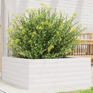 vidaXL Jardinieră de grădină, alb, 60x60x23 cm, lemn masiv de pin imagine