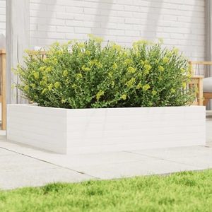 vidaXL Jardinieră de grădină, alb, 90x90x23 cm, lemn masiv de pin imagine