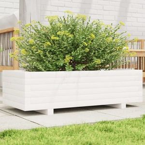 vidaXL Jardinieră de grădină, alb, 90x40x26, 5 cm, lemn masiv de pin imagine