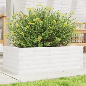 vidaXL Jardinieră de grădină, alb, 70x40x23 cm, lemn masiv de pin imagine