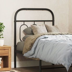 vidaXL Tăblie de pat metalică, negru, 75 cm imagine