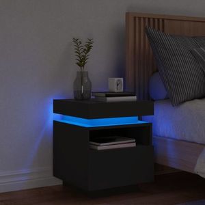 vidaXL Noptieră cu lumini LED, negru, 40x39x48, 5 cm imagine