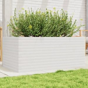 vidaXL Jardinieră de grădină, alb, 110x60x46 cm, lemn masiv de pin imagine